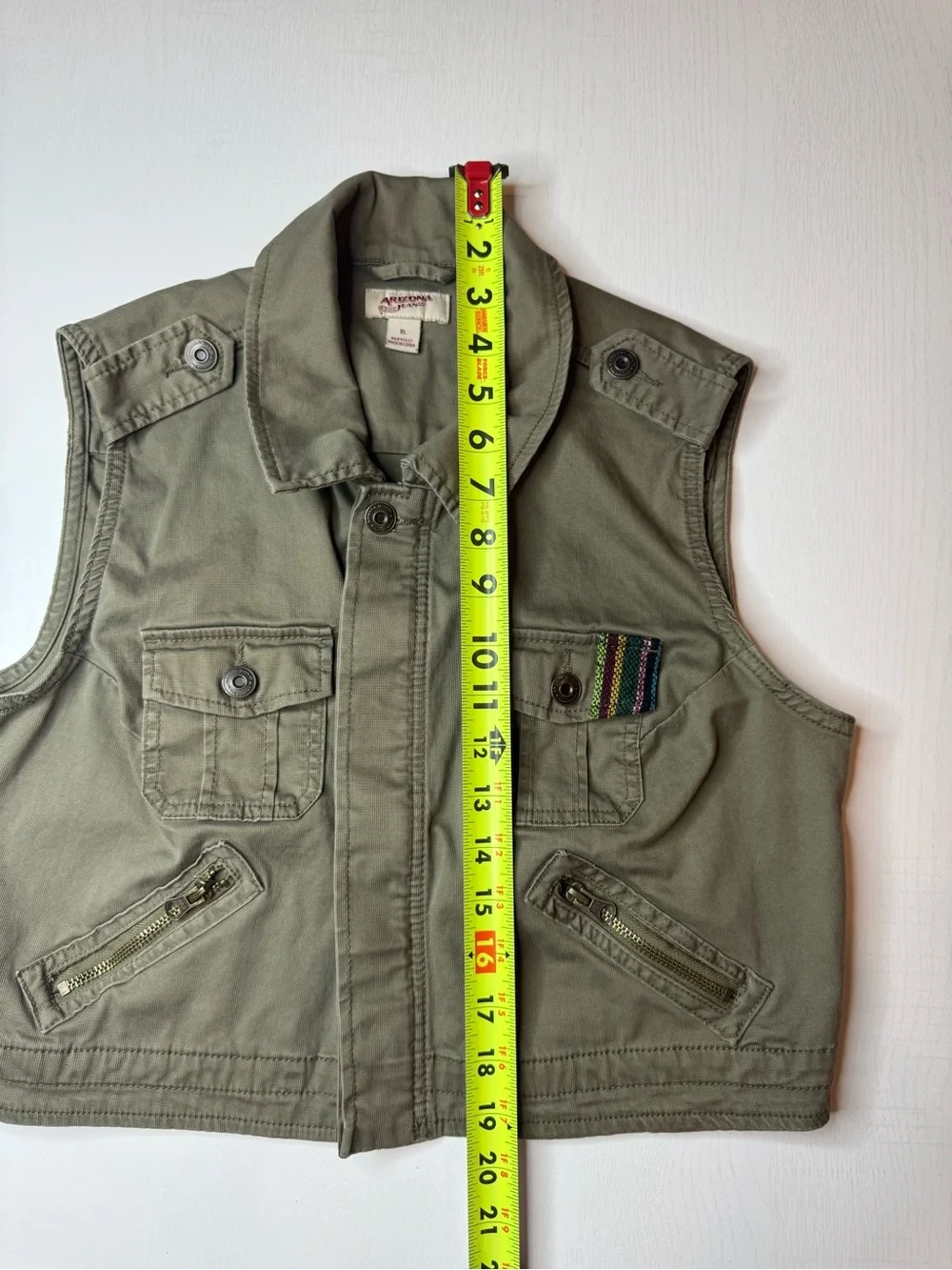 Arizona Jean Company Juniors Olive Green Utility Vest